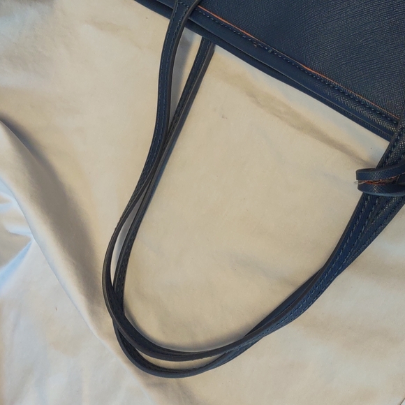 Big Buddha Navy/Orange Perforated Vegan Leather Tote - Picture 12 of 16